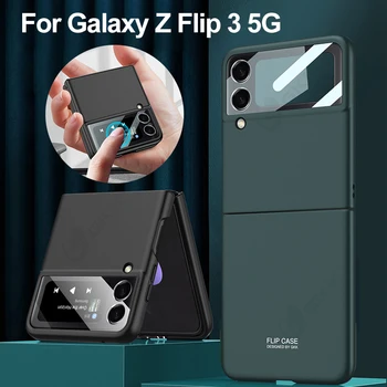GKK Orijinal Ultra İnce samsung kılıfı Galaxy Z Flip 3 5G Durumda Arka Ekran Cam Mat Sert Kapak Samsung Z Flip3 5G