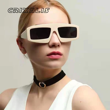 CRIXALIS Boy Dikdörtgen Tasarım Güneş Gözlüğü Kadın Moda Gotik güneş gözlüğü Bayanlar Parlama Önleyici Sürüş Gözlük Kadın UV400