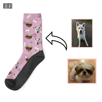 3D Baskılı Özel Kişiselleştirilmiş Çorap Hayvan Köpek Kedi Sevimli Saf pamuklu uzun Çorap 46cm Kış Kalın Sıcak Özelleştirilmiş Çift Çorap
