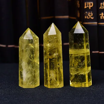 1 adet Doğal Kristal Noktası Citrine Şifa Dikilitaş Sarı Kuvars Değnek Güzel Süs Ev Dekorasyonu için enerji taşı Piramit