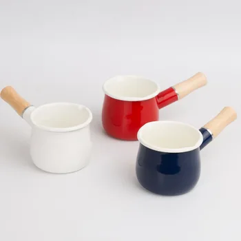 Yeni Moda Japon Emaye süt tenceresi Mini emaye tencere Tatlı Pot Macaron Pot Gözleme Tava Yapışmaz Wok pişirme kazanı