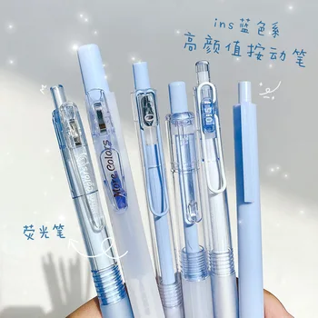 6 Adet Kawaii Jel Kalem Renk Vurgulayıcı Seti Öğrenciler Yazma Kalemler Ins Kore Japon Kawaii Ofis Okul Kırtasiye Malzemeleri