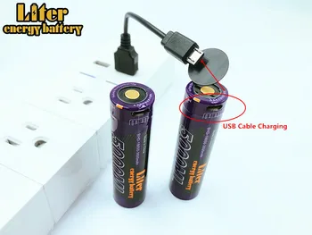 2 ADET Litre enerji pil USB 18650 3500 mAh 3.7 V Li-İon Şarj Edilebilir pil USB 5000 ML li - ion pil + USB kablosu