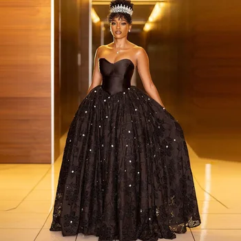 Sevgiliye Siyah Saten Elbise A-line Kristaller Boncuklu Elbise Baskı Abiye Uzun Lüks Kat Uzunluk kadın elbiseleri