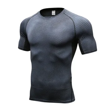 Spor tişört erkek Spor Üst Kısa Kollu Yaz Düz Renk Spor Gömlek Sıkıştırma Giyim çabuk Kuruyan Tayt üst 4XL