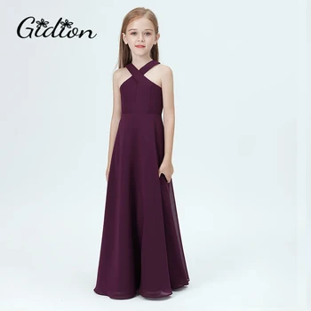Çocuklar Balo Elbise 2020 Çocuk Prenses Elbise Zarif Straplez parti giysileri Çocuk Küçük Nedime Düğün Giyim