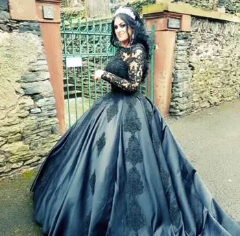 Uzun Siyah Dantel Quinceanera Elbiseler 15 Yıl Balo Tam Kollu Seksi Illusion Korse Resmi Bayan Balo Parti Elbise