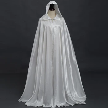 Saten Kaput Pelerin Düğün Şal Cadılar Bayramı Kostümleri Ortaçağ Cadı Prenses Yetişkin Siyah Vampir Pelerin Cosplay Parti Pelerin
