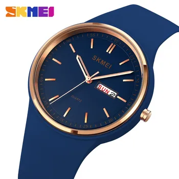 SKMEI Orijinal Silikon Mavi Moda quartz saat Kadın Su Geçirmez Spor Saat Kol Saati Kadın hediyelik saat Saat
