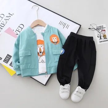 2020 Bahar Çocuk günlük kıyafetler Bebek Erkek Kız Karikatür Ceket T Shirt Pantolon 3 adet / takım Çocuklar Bebek Eşofman 1 2 3 4 5 yıl