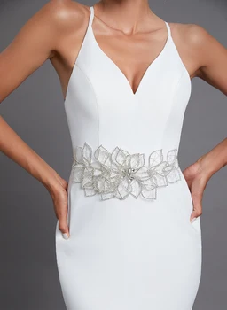 YouLaPan SH256 - S gelin kemeri Taklidi düğün elbisesi Kemer Kristal Gelin Kemer El Yapımı Kadın Parti Kanat Kurdele ile