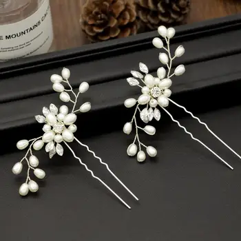 3 adet / takım Düğün Çiçekleri Pin aksesuarları çarpıcı kristal inciler el yapımı Tarak Takı Parti Saç aksesuarları