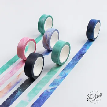 1.5 cm*7M Fantastik Rüya Renk Dekoratif Washi Bant DIY Scrapbooking yapışkan etiket Maskeleme Bandı Okul Ofis Tedarik