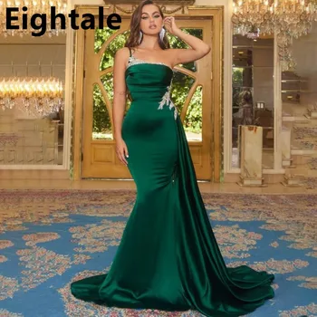 Eightale Emereld Yeşil Gece Elbisesi Boncuk İle 2022 Zarif Seksi Mermaid Bir Omuz Dubai Kadınlar Örgün Parti gece elbisesi