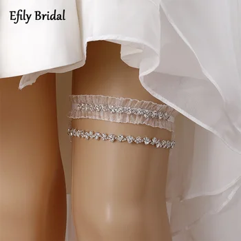 Efily Rhinestone Düğün Jartiyer Takı Gümüş Renk Kristal Gelin Dantel Jartiyer Jartiyer Parti Elbiseler Nedime Hediye