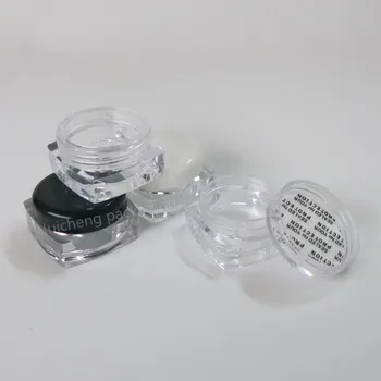 100X3G şeffaf kare Doldurulabilir PS krem kavanoz siyah kozmetik konteyner 3ML Şeffaf plastik şişe örnek kavanoz