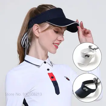 Azureway Kadın golf şapkaları Güneş Koruma golf şapkaları Kadın UV geçirmez Boş silindir şapka Bayan Nefes Spor güneşlik kapağı papyon ile