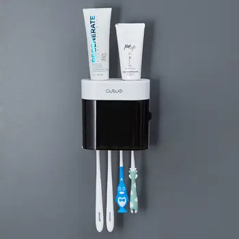 Otomatik Diş Macunu Dağıtıcı Duvara Monte Toz geçirmez Manyetik Çift Delikli Çift katmanlı Diş Fırçası Tutucu Banyo Ürünü 2022