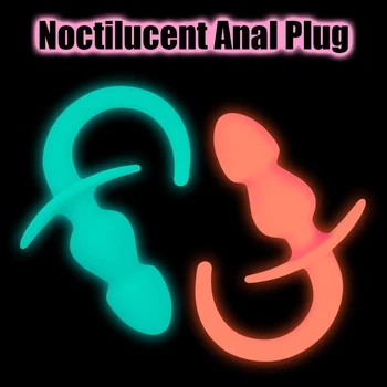 Noctilucent Hayvan Kuyruk Anal Plug Erkekler İçin Anal Boncuk Kadınlar Vajinal Topu Butt Dilatör Genişletici Seks Oyuncakları Çiftler Erotik Ürünler