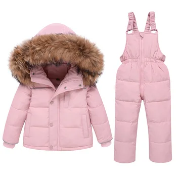 Çocuk Aşağı Ceket Takım Elbise Yeni İki Parçalı Giyim Seti Yürüyor Çocuk Ceket + romper Kalın Sıcak kışlık kıyafet 2-5 Yıl Kürk Ceket