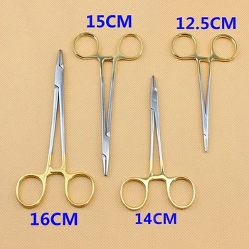 Dental iğne Tutucu Pense Kullanımlık Paslanmaz Çelik Altın Kaplama Ortodontik Forseps cerrahi alet