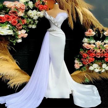 LORIE Abiye 2021 Sevgiliye Boncuklu Mermaid Dubai Arapça Balo elbisesi Beyaz Fildişi Afrika Elbiseler Kadınlar için Parti Elbise