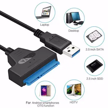 2023 USB 3.0 SATA Kablosu SSD HDD SATA 3 USB Kolay Sürücü Kablosu 2.5 İnç Mobil harici sabit disk USB Adaptörü 22 Pin Bilgisayar