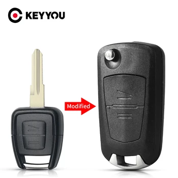 KEYYOU 2 Düğme Katlanır Kapak Uzaktan Anahtar Kutu HU46 Bıçak Vauxhall Opel Astra Vectra Zafira Fob Araba Anahtarı Kabuk Durumda