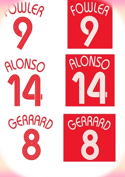 2008 UCL Şampiyonları İsim Seti # 8 Gerrard # 14 Alsonso # 9 Fowler Baskı ısı Baskı Futbolu