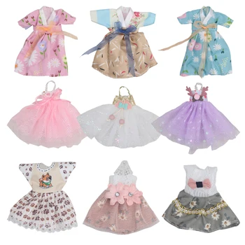 Bebek giysileri 16 cm bjd 1/8 6 inç Etekler düğün elbisesi Kızlar için 15cm Hanfu Hanbok Bebek Sevimli Giysi ve Aksesuarları