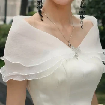 Yeni Stil Sıcak Satış Gelin Şal Üç Katmanlı Gelin Sarar ve Ceket Custom Made En Ucuz Kadın Düğün Aksesuarları
