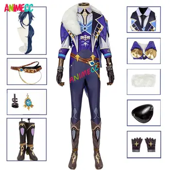 Genshin Darbe Kaeya Cosplay Kıyafet Şövalye Savaş Botları Üniforma Küpe Peruk Anime Oyunu Cadılar Bayramı Partisi Kostüm Erkekler Kadınlar İçin