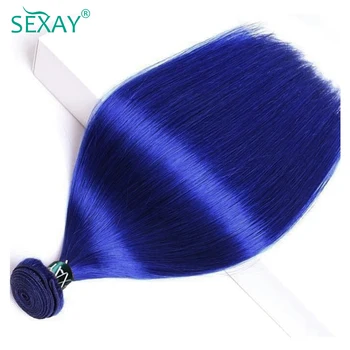 Sexay Saf Mavi Düz Saç Demetleri Satış 10-28 Kraliyet Mavi Perulu Ön Renkli Saç Örgüleri 10A Remy insan saçı örgüsü Demetleri