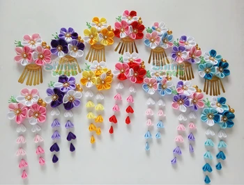 Toptan Sakura Kimono Püsküller Firkete Kadın Saç aksesuarları Bornoz Headdress Güzel El yapımı Şapkalar