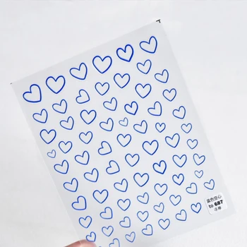 Kore Hollow Out Kalp Tırnak Sticker Siyah Beyaz Kırmızı Kalpler Yüksek Kalite 5D Kazınmış Tırnak Çıkartmalar Sanat Süslemeleri Çıkartmaları Tasarım