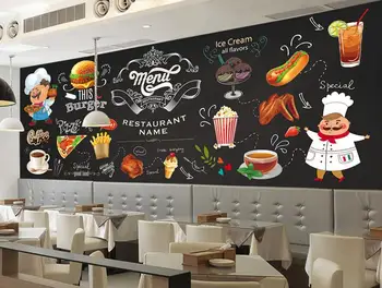 Özel modern duvar kağıdı, 3D fotoğraf duvar batı restoran fast food restoran Hamburg dükkanı arka plan duvar kağıdı