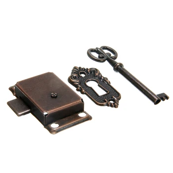 53 * 27mm Vintage kilitli dolap Kapı kilit seti için Anahtar ile çekmece dolabı Mobilya çekmece kilidi Değiştirme