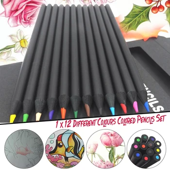 12 Adet Yeni Yüksek Kaliteli Kalem Ambalaj 12 Farklı Renkler Renkli Kalemler Kawaii Okul Siyah Ahşap Kalemler Hızlı Teslimat