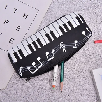 Yaratıcı Müzik Notlar piyano klavyesi Kalem Kutusu Tuval Kalem Çanta Büyük Kapasiteli Kırtasiye Ofis Okul Malzemeleri