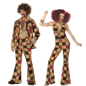 Sıcak Erkekler 60s 70s Retro Hippi Kostüm Vintage 1960s 1970s Go Go Kız Disko Kostümleri Kadın Disko Kostüm