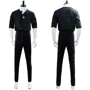 Geralt'ın Rivia Cosplay Kostüm Gündelik Giyim Gömlek Erkekler Siyah Suit Cadılar Bayramı Karnaval Kostüm Özel