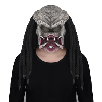 Alien vs Predator Maskesi Polyester Dokuma Örgüler Korkunç Canavar Lateks Başlık Kostüm Partisi Cadılar Bayramı Cosplay Prop