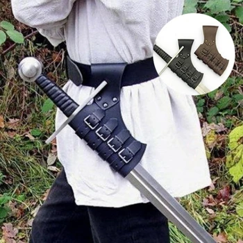 Ortaçağ Deri Kılıç Kurbağa Kemer Bel Kılıf Kın Siyah Kahverengi Rapier Toka Askı Kılıf Erkekler Viking Savaşçı Zırh Cosplay