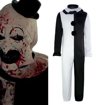 Anime Film TV Sanat Palyaço Joker Korku Cosplay Kostüm Terrifier Beyaz Siyah Tulum Yetişkin Cadılar Bayramı süslü elbise