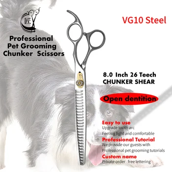 Vinç Vg10 Çelik 8 İnç Pet Köpek Bakım Makas inceltme makasları Köpekler İçin İnceltme Oranı 65 % Tıknaz Kesme Aletleri Açık Diş