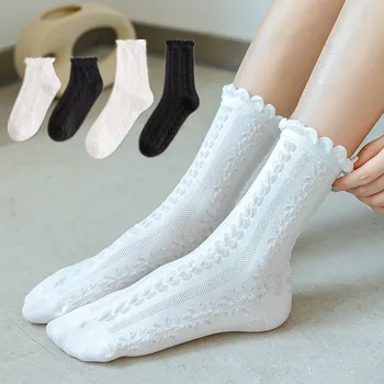Yeni Gelenler Siyah Beyaz Prenses JK Dantel Üniforma Çorap Bahar Sonbahar Kadın sevimli Japon Kız Lolita Kabarcık Fırfırlı Çorap