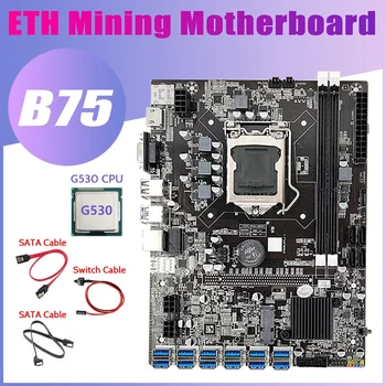 B75 12USB BTC Madencilik Anakart + G530 CPU + 2XSATA Kablosu + Anahtarı Kablosu 12 PCIE USB3. 0 B75 USB ETH Madenci Anakart