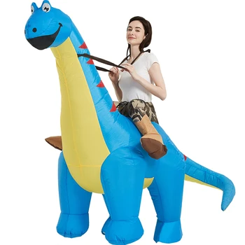 Şişme Dinozor Kostümü Sürme Diplodocus T Rex Hava Yetişkin Erkekler Kadınlar için Komik Parti Cadılar Bayramı Kostümleri Havaya 