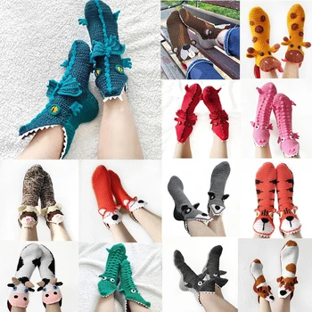 Kadın Kış Örgü El Tığ Çorap Örgü Sıcak 3D Yenilik Hayvan Geniş Ağız Denizci Çorap Giyim Aksesuarları