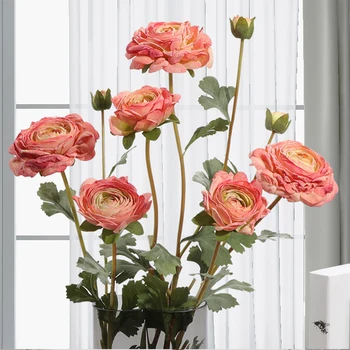 3 kafaları / şube Güller Taklit Güller İpek Dekorasyon Masa Çiçek Oturma Odası Çiçek Güz Dekor Çiçekler Yapay